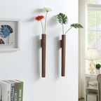 Solid Wood Wall Vase for Flowers with Beech and Walnut Finish