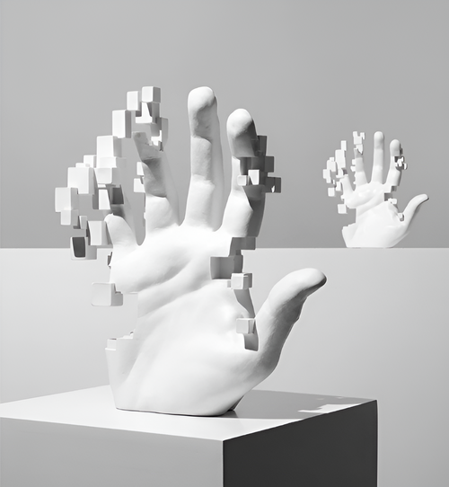 Abstract Glitch Hand Sculpture for Modern Home