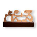 Handcrafted Wooden Dog and Human Sculpture for Home Decor