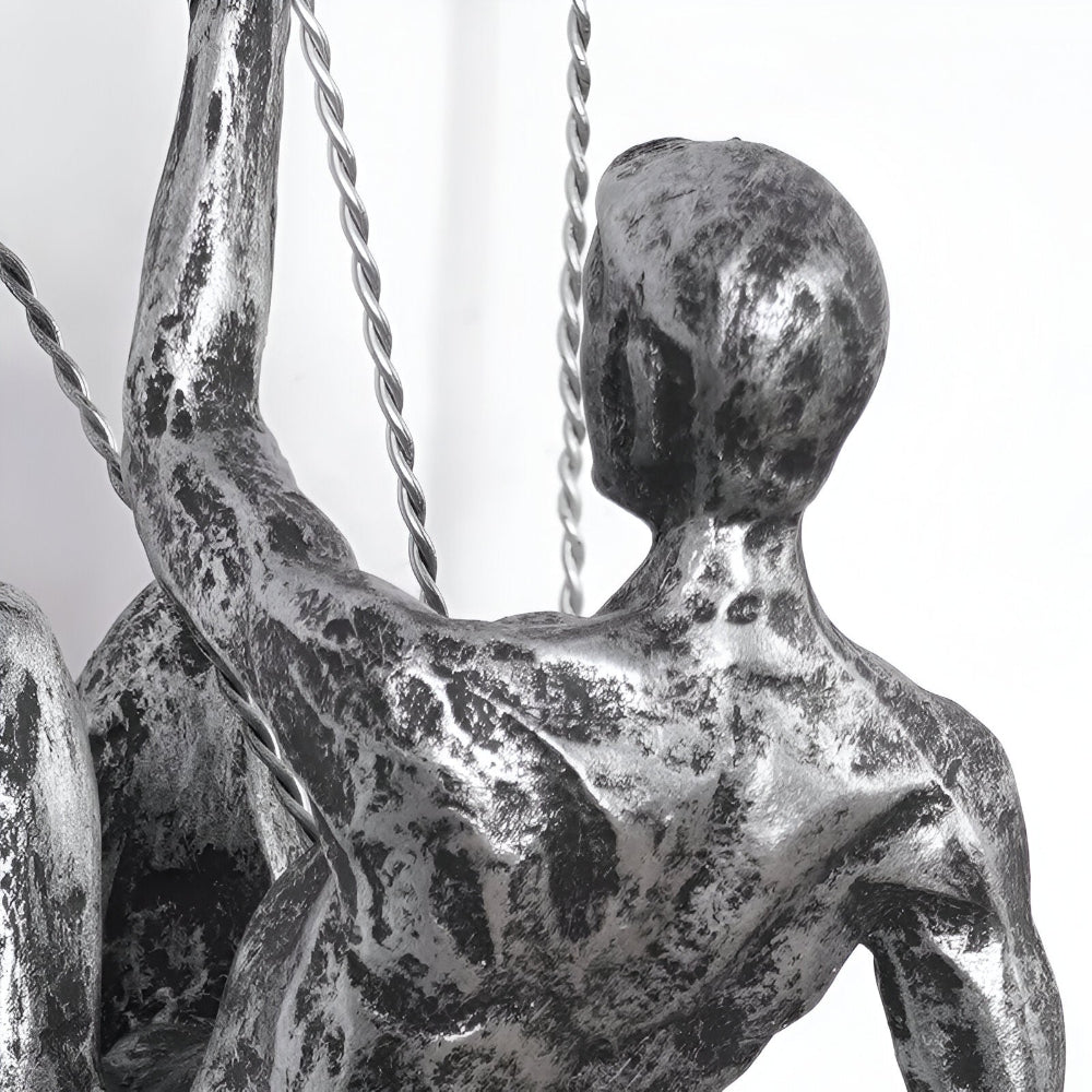 Climbing Man Metal Wall Art Set of 3 with Rope Design