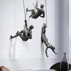 Climbing Man Metal Wall Art Set of 3 with Rope Design