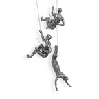 Climbing Man Metal Wall Art Set of 3 with Rope Design