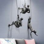 Climbing Man Metal Wall Art Set of 3 with Rope Design