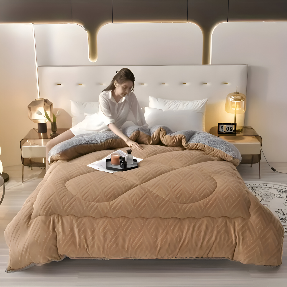 Reversible Plush Fleece Duvet Blanket for All Seasons