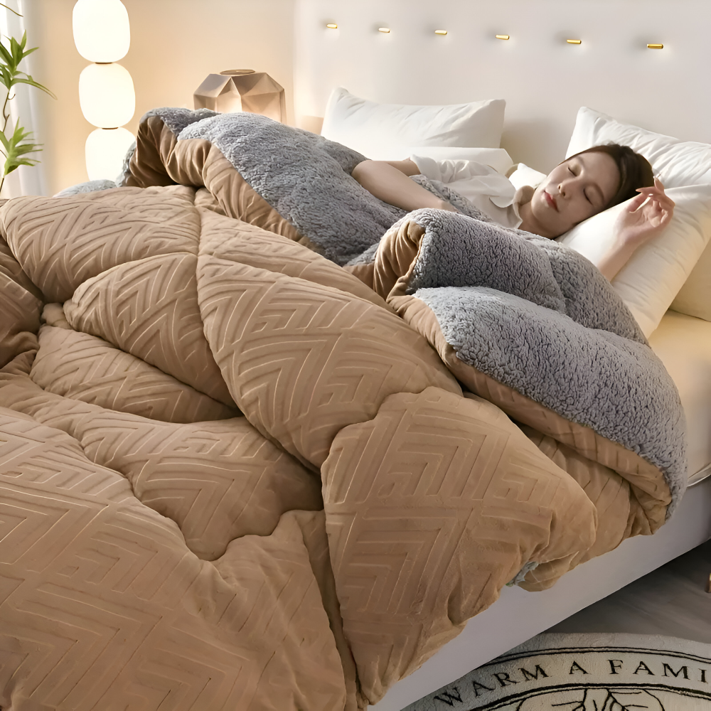 Reversible Plush Fleece Duvet Blanket for All Seasons