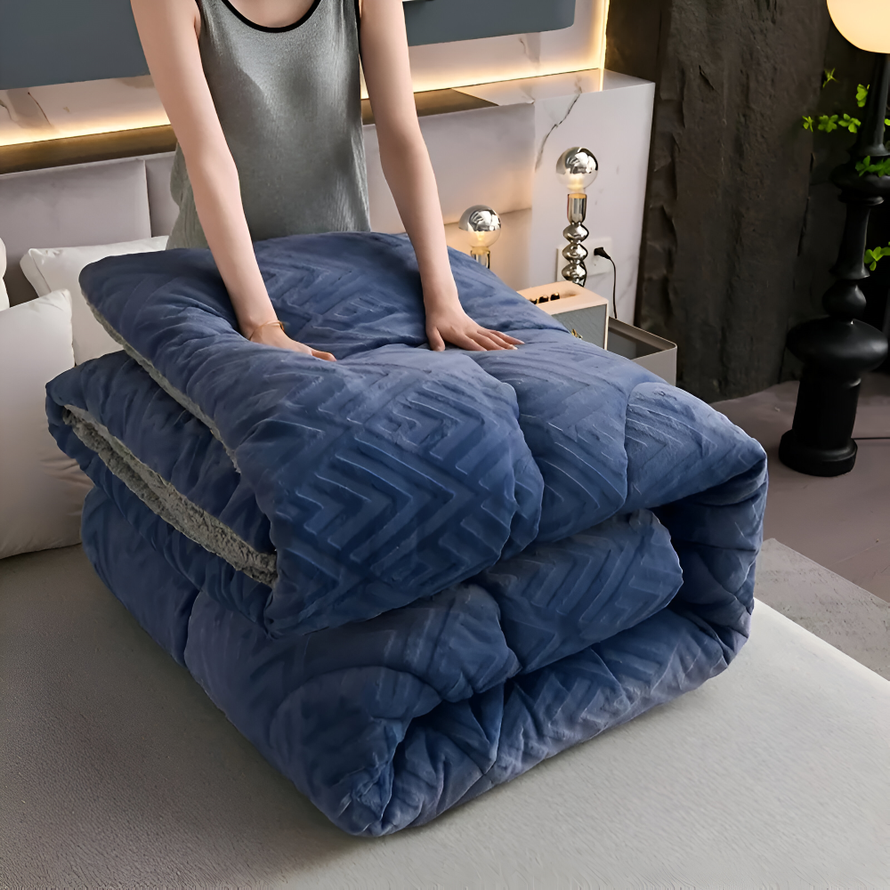 Reversible Plush Fleece Duvet Blanket for All Seasons
