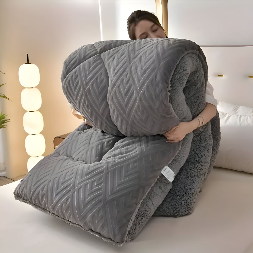 Reversible Plush Fleece Duvet Blanket for All Seasons