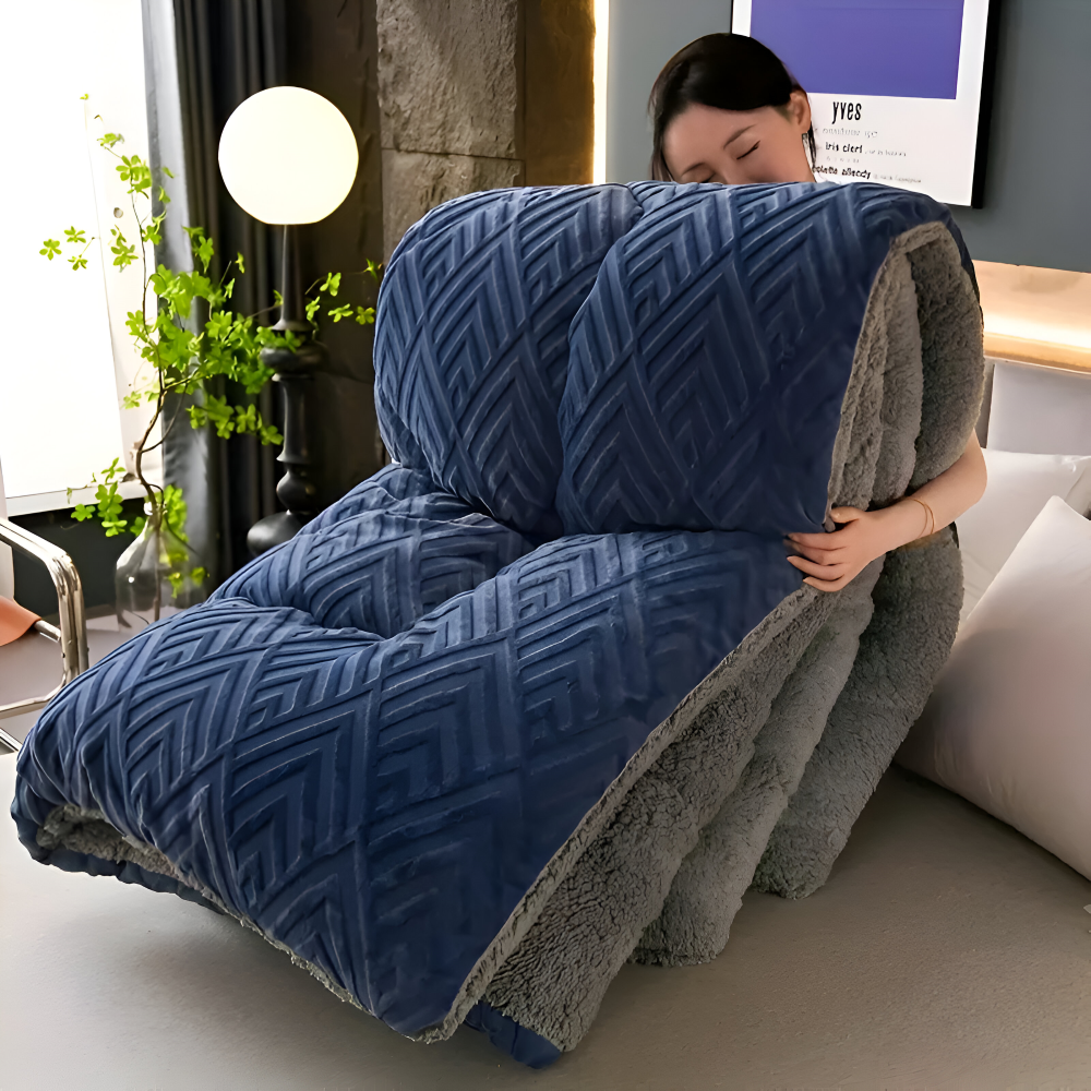 Reversible Plush Fleece Duvet Blanket for All Seasons