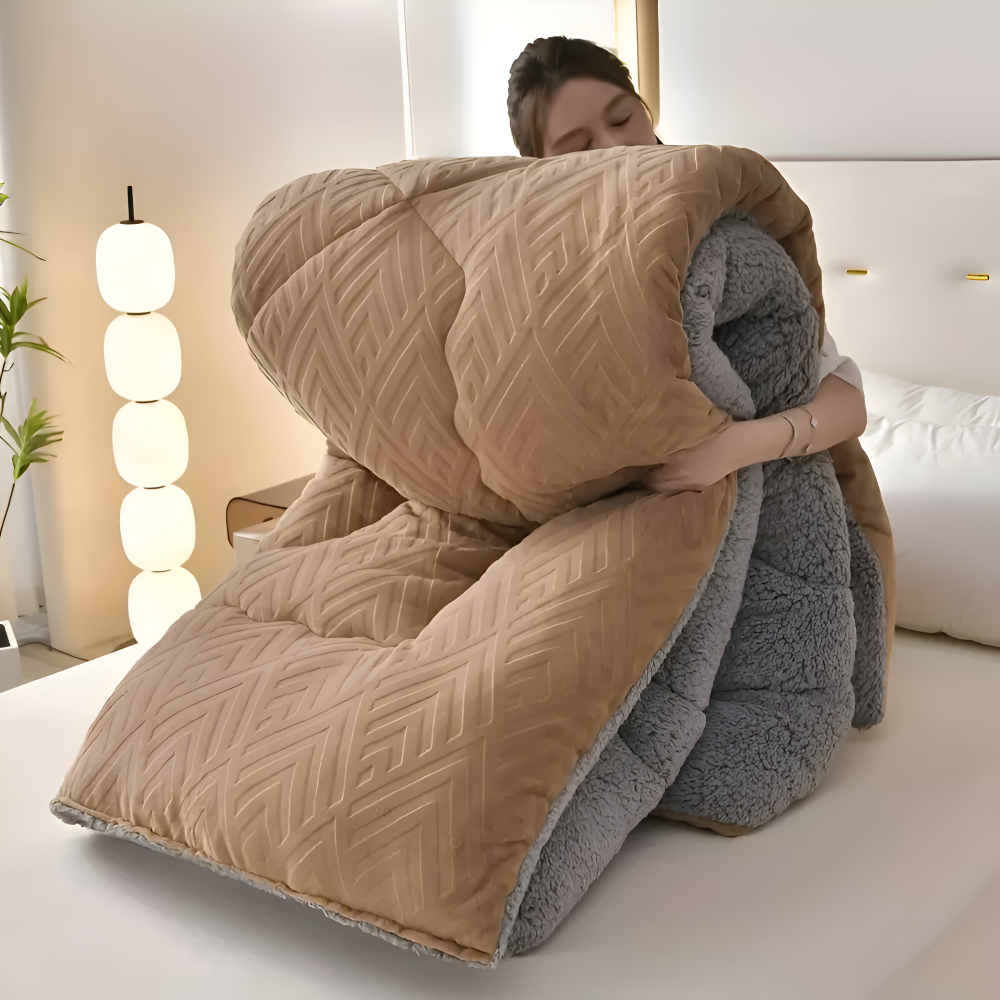Reversible Plush Fleece Duvet Blanket for All Seasons