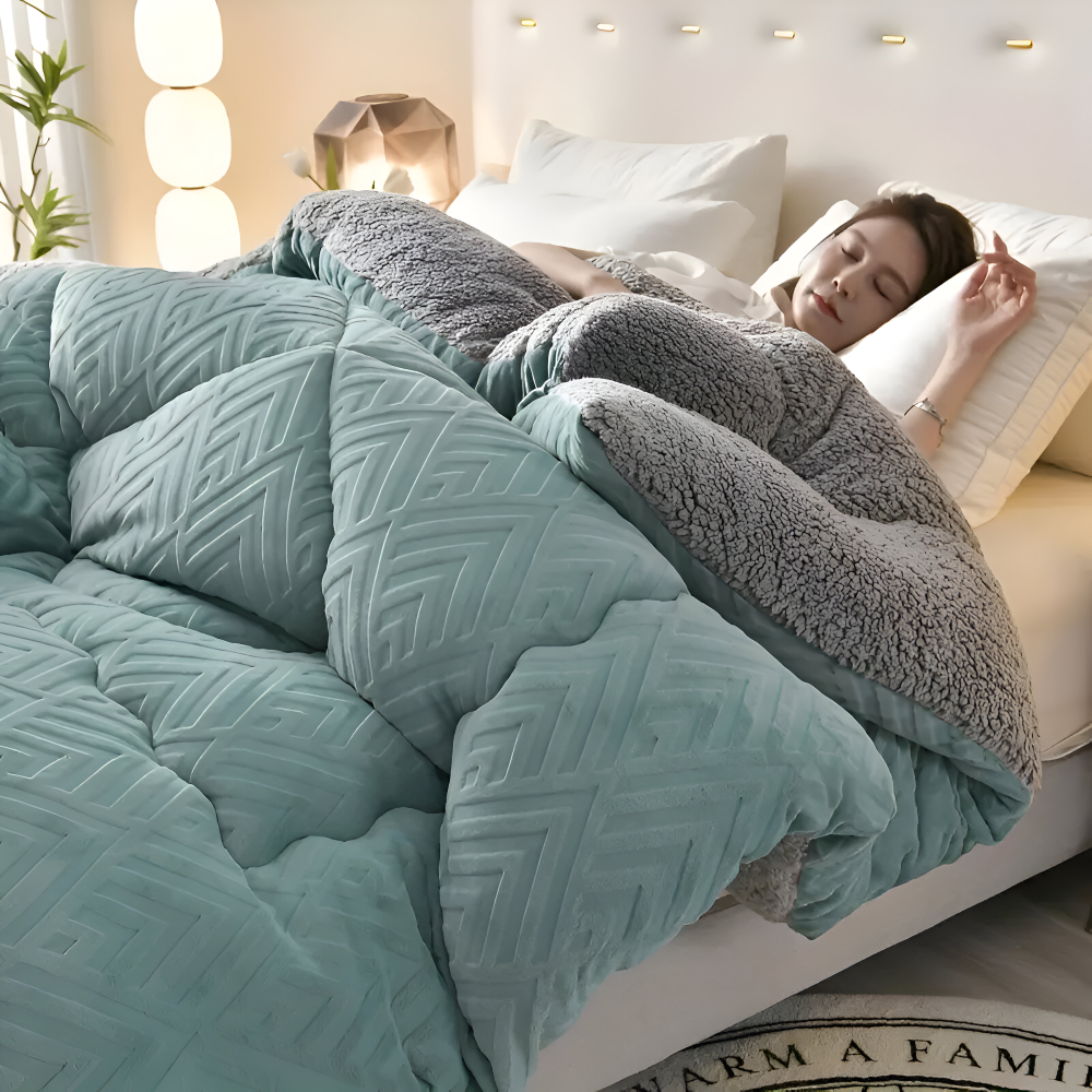Reversible Plush Fleece Duvet Blanket for All Seasons