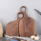 Set of 2 Wooden Cutting Boards with Handle for Chopping and Serving
