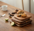 Set of 2 Wooden Cutting Boards with Handle for Chopping and Serving