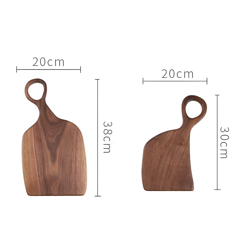 Set of 2 Wooden Cutting Boards with Handle for Chopping and Serving