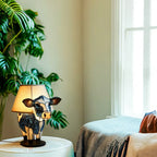Tiffany Style Cow Table Lamp with Stained Glass Shade