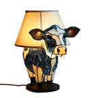 Tiffany Style Cow Table Lamp with Stained Glass Shade