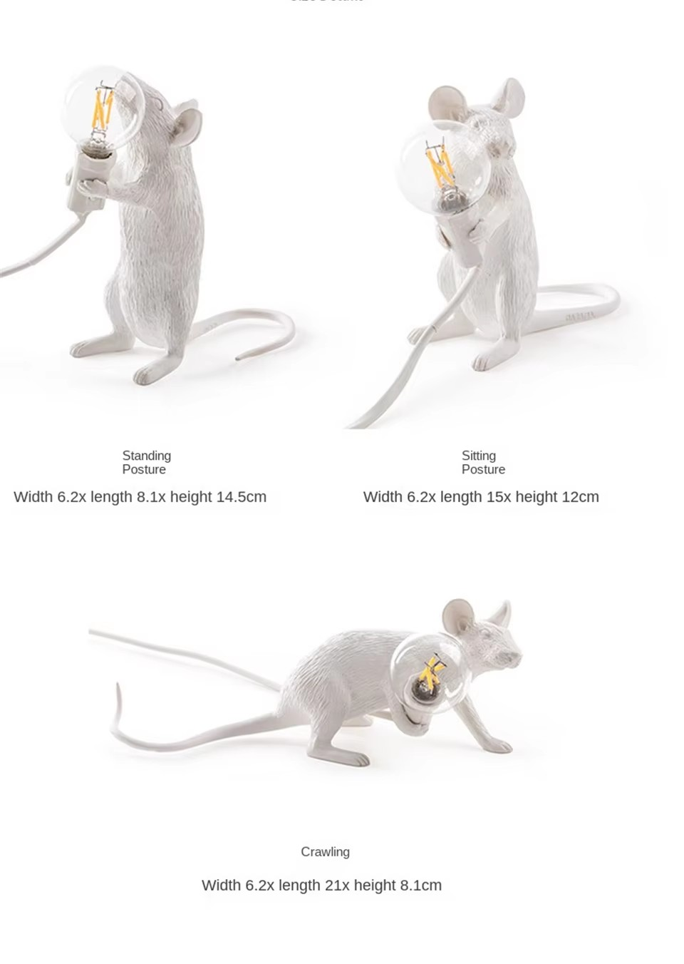 Decorative Mouse LED Table Lamp Set Holding Light Bulb for Home